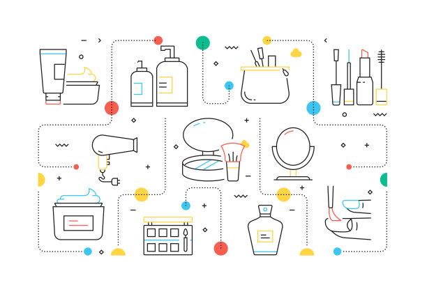 美相关的线风格横幅设计网页，标题，小册子，年度报告和书的封面图片下载