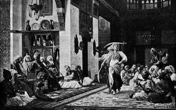让-利昂·杰罗姆的《帕夏之剑舞》，19世纪图片下载