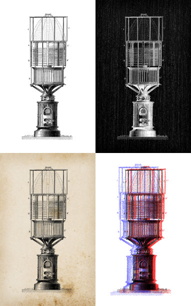 科学发现的古玩插图:灯塔灯图片下载