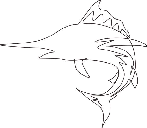 单线连续绘制马林鱼标志图片下载