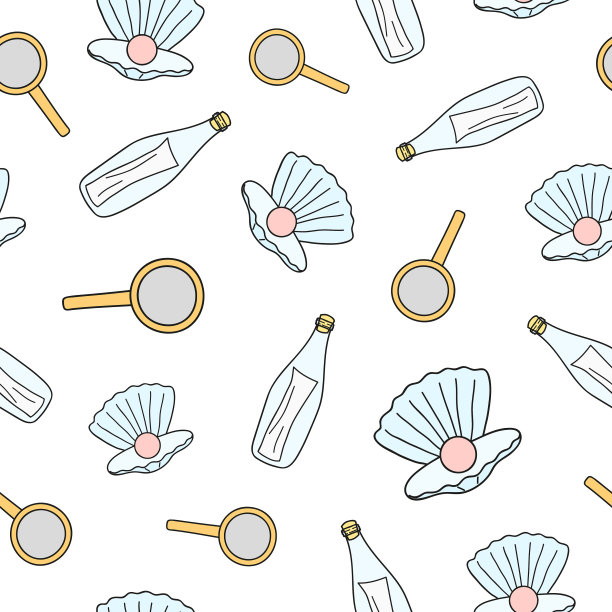 无缝图案与放大镜珍珠和字母图片下载