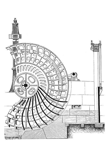 祖平格轮采用叶片形状设计，以减少外流功率损失，减少下游水面上隆起的水的部分图片下载