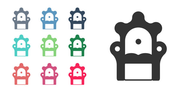 黑色中世纪的王座图标孤立在白色上图片下载