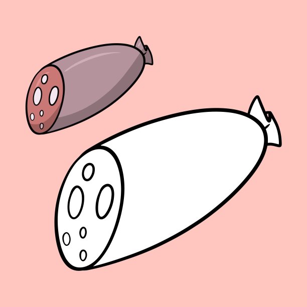 一套图画书，美味的粉色煮香肠培根，矢量卡通插图图片下载