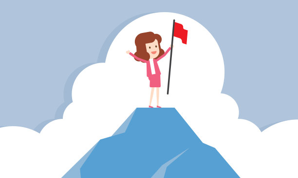 成功的女商人站在山顶图片下载