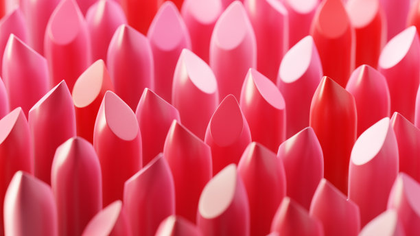 收集口红在不同的色调的红色。美容产品，化妆品，彩妆。图片下载