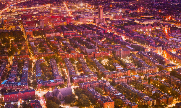 波士顿天际线和马萨诸塞州波士顿的鸟瞰图，图片下载