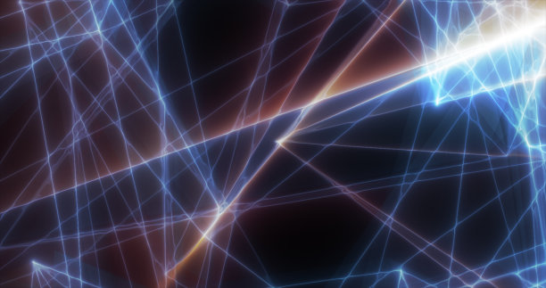 抽象的蓝色能量线三角形神奇明亮发光的未来高科技背景图片下载