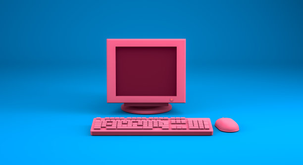 现实的粉红色电脑PC模拟图片下载