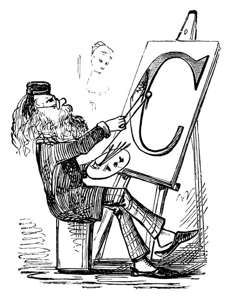 画家正在画字母C图片下载