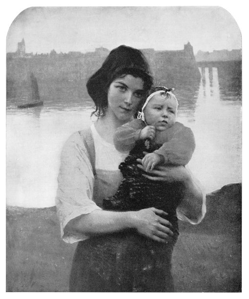 母亲和儿子在河边图片下载