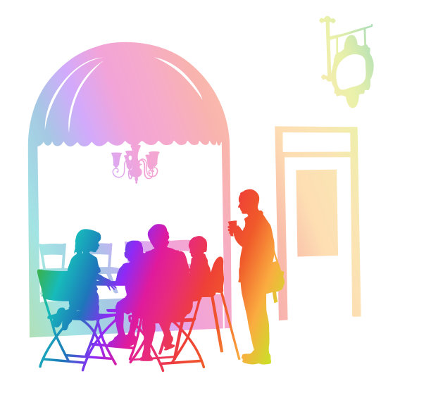 奇特的当地咖啡馆家庭彩虹图片下载