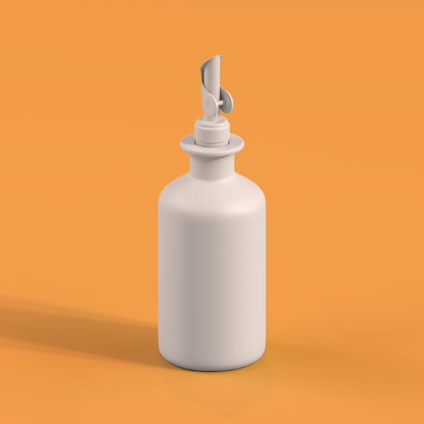 单色瓶在橙色背景，3d渲染图片下载