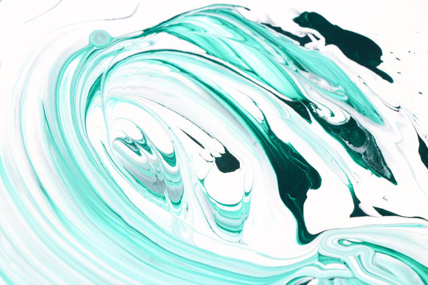 手工绿色和白色油漆大理石纹流背景图片下载