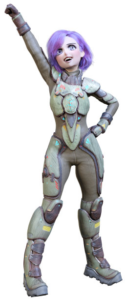 3D渲染动画宇航员女孩在白色图片下载