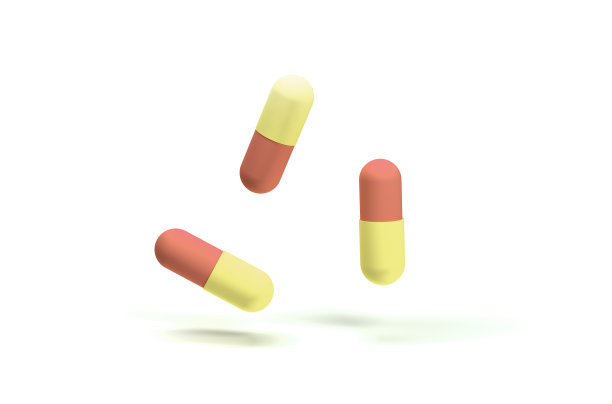 从白色背景中分离出药物胶囊。3 d渲染。黄橙色的药丸。3 d渲染。图片下载