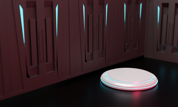 霓虹灯元素的讲台，完美的产品展示或推广图片下载