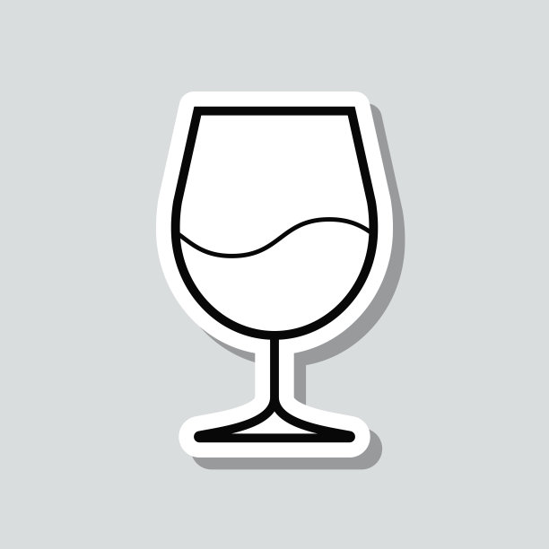 酒杯。灰色背景上的图标贴纸图片下载