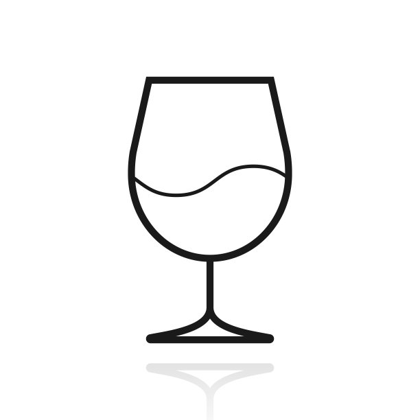 酒杯。白色背景上反射的图标图片下载