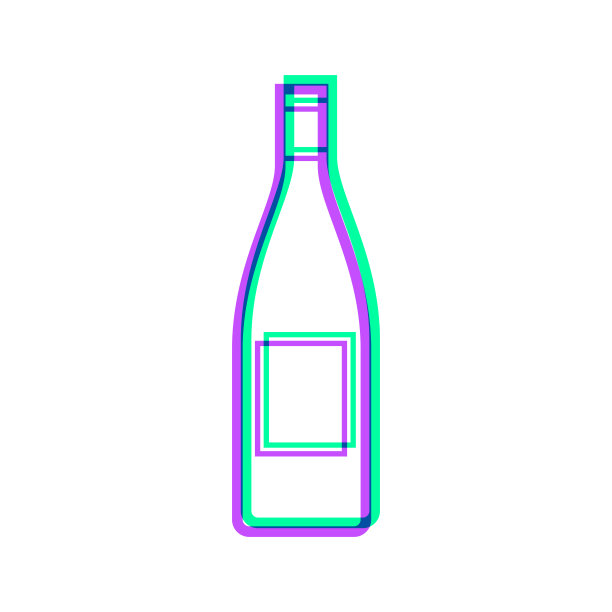 酒瓶。图标与两种颜色叠加在白色背景上图片下载