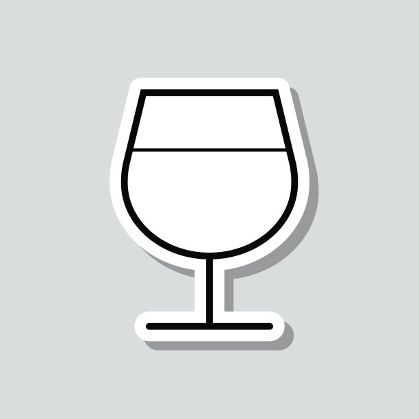 酒杯。灰色背景上的图标贴纸图片下载