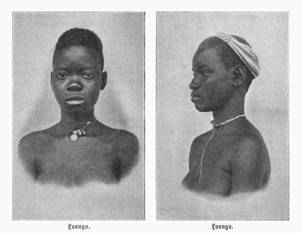 来自刚果洛安戈的年轻女孩，半色调版画，1899年出版图片下载
