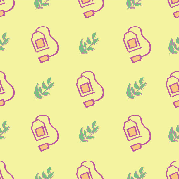 茶叶袋的叶子无缝重复图案设计图片下载