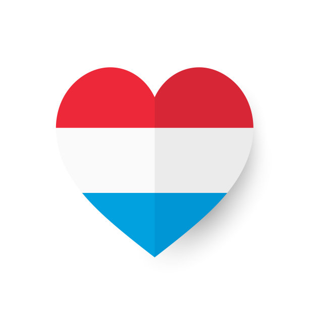 卢森堡心旗。向量图片下载