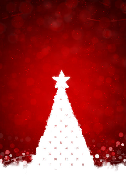 白色的褶边的雪在空灵闪烁的充满活力的暗栗色红色垂直闪烁的节日圣诞背景像照明的圣诞灯与一个艺术圣诞树的星星在顶部图片下载