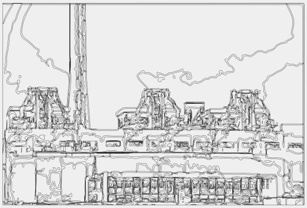 抽象线条画法设备的工厂场景图片下载