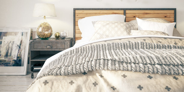 舒适的卧室内部概念-全景3D可视化图片下载