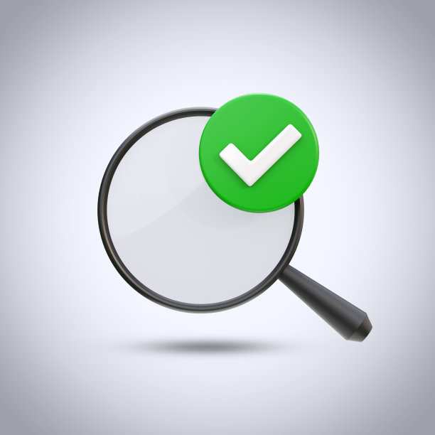 放大镜与检查标记3d渲染。图片下载