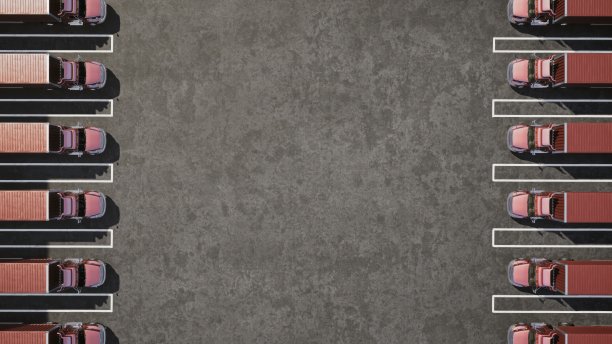 带卡车的配送仓库图片下载