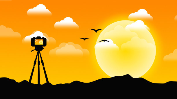 捕捉美丽的日出视图在相机插图图片下载
