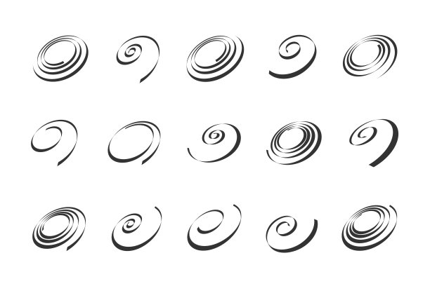 螺旋设计元素集。抽象漩涡图标。图片下载