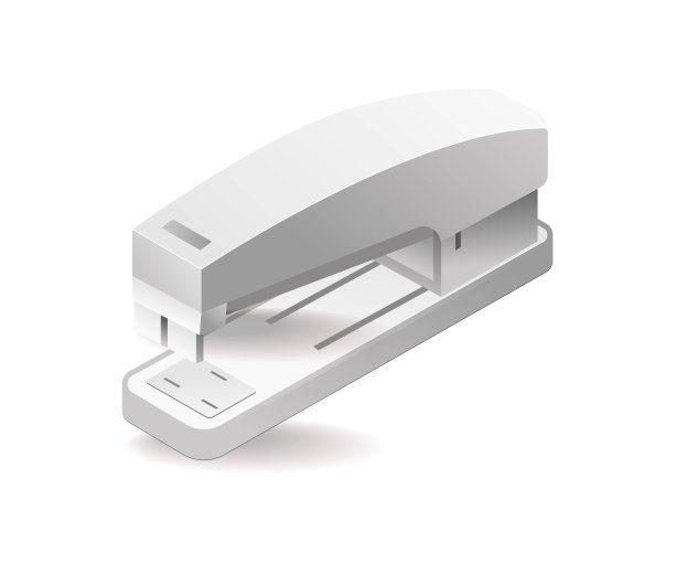 技术订书机办公工具等距插画概念图片下载