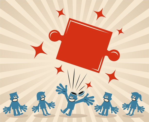 解决问题的拼图出现在蓝人的脑海中图片下载