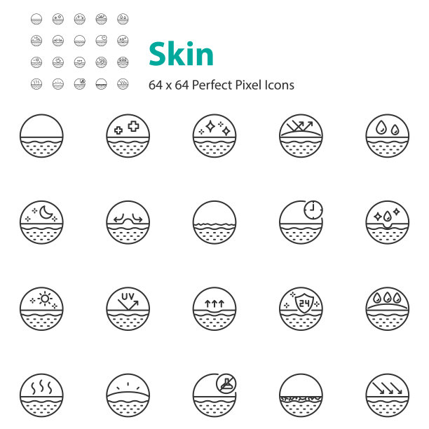 集皮肤图标，护肤，表皮，痤疮，毛孔图片下载