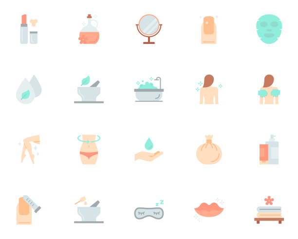 集护肤图标，美容，放松，水疗图片下载