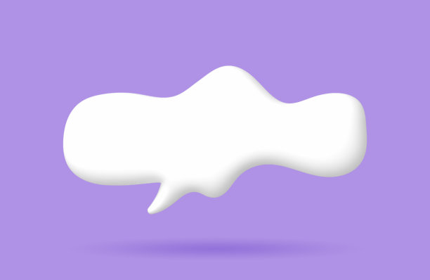 3D白色的语音气泡元素在淡紫色的背景，3D渲染图像，剪辑路径包括。图片下载