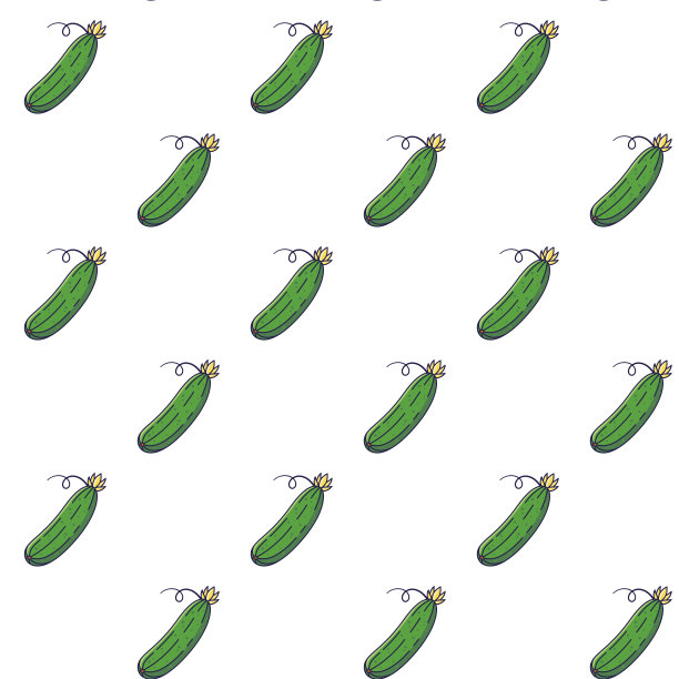 可爱的黄瓜无缝图案涂鸦风格。矢量手绘卡通黄瓜插图。图片下载