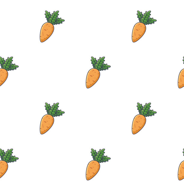 可爱的胡萝卜无缝图案涂鸦风格。矢量手绘卡通胡萝卜插图。图片下载