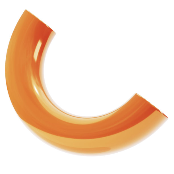 三维抽象形状的半月形金色金属。逼真的光泽金豪华模板装饰设计插图。极简主义明亮的半甜甜圈模型与剪切路径隔离图片下载