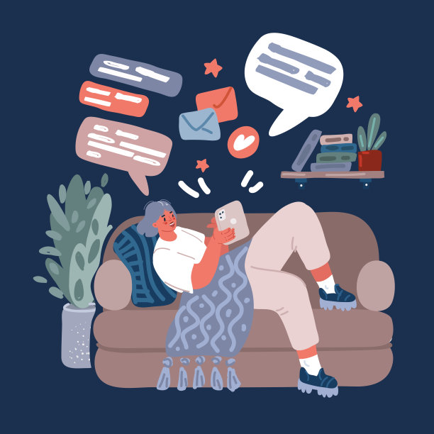 卡通矢量插图的女人躺在教练与平板电脑。图片下载