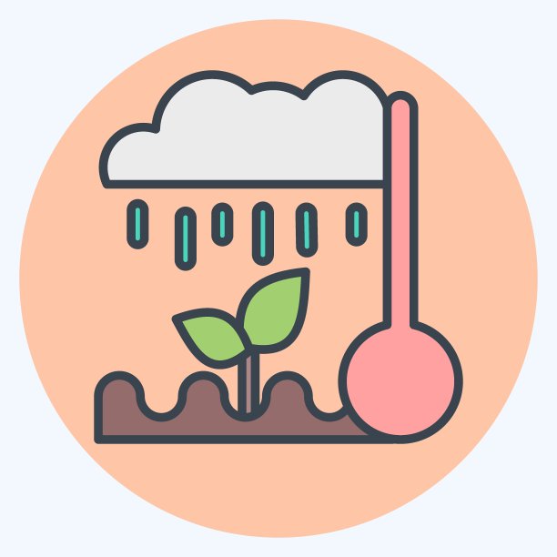 图标的气候。与农业有关的符号。颜色搭配风格。简单的设计可编辑。简单的说明图片下载