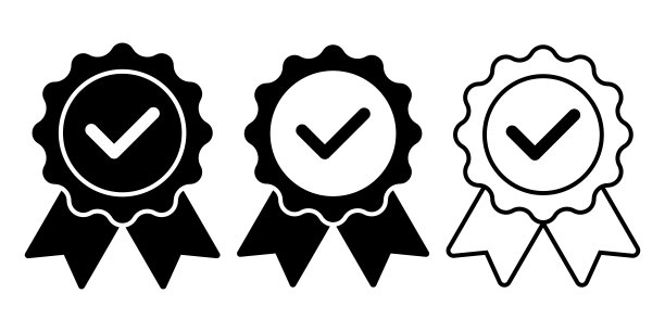 徽章与丝带，玫瑰花环，奖章，质量，获胜的图标集图片下载