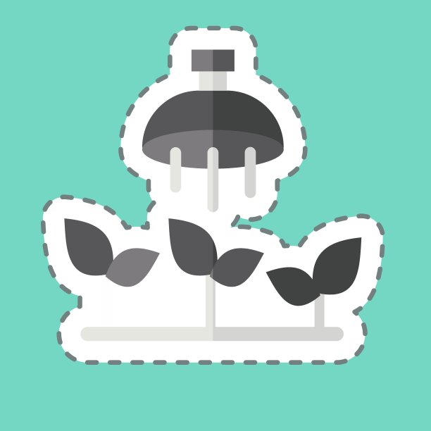 贴纸线剪浇水。与农业有关的符号。简单的设计可编辑。简单的说明图片下载