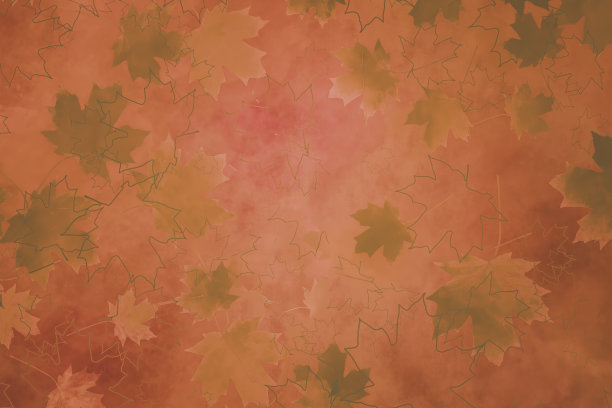 落下的枫叶在橙色水彩背景-秋叶颜色图片下载