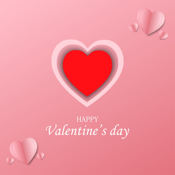 心形剪纸情人节背景。图片下载