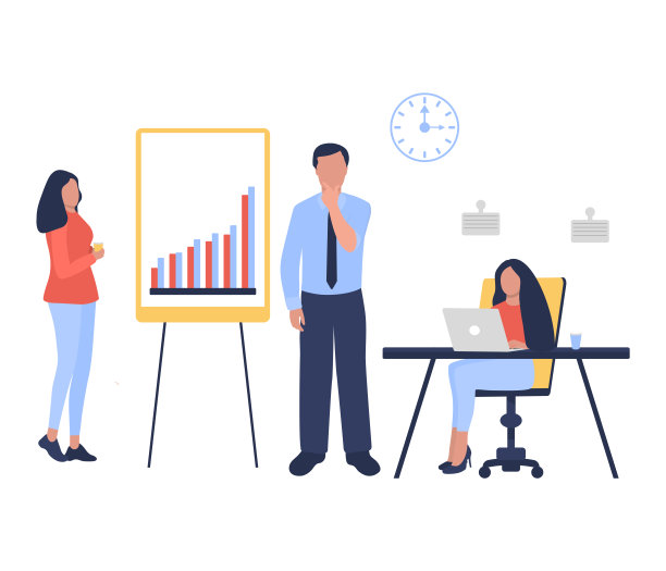 男女商人展示增长的统计图表图片下载